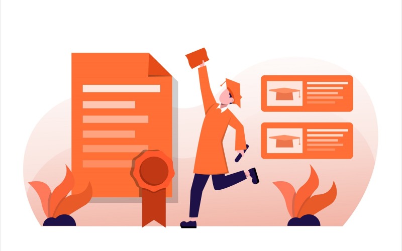 Download Vector "Student Graduate Flat Illustration - Vector Image" / Student Graduate Flat Illustration - Vector Image - Vector на тему графика illustration,vector,flat,graphic,design,education,school,student,learning,book,classroom,university,study,college,knowledge