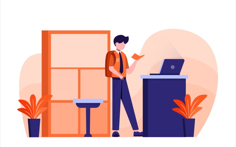 Étudiant, lecture, plat, illustration - vecteur, image