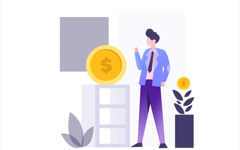 Ploché ilustrace investiční finance - vektorový obrázek