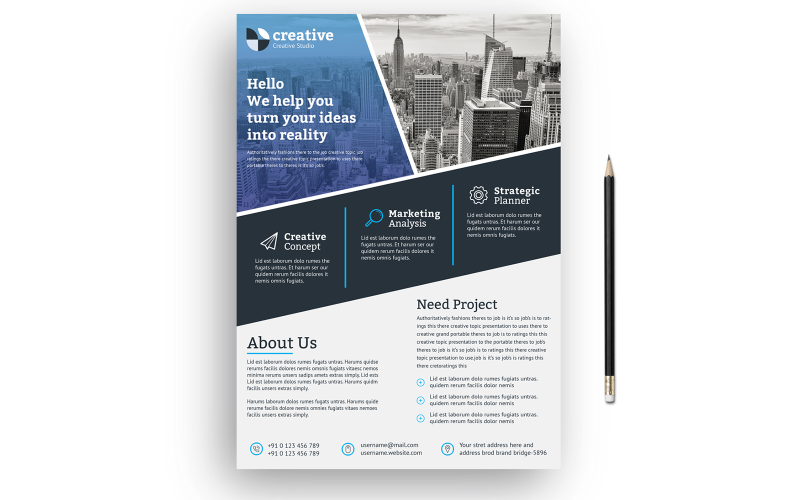 Download Фирменный стиль "Blue Color Business Flyer - Corporate Identity Template" / Blue Color Business Flyer - Corporate Identity Template - Фирменный стиль на тему графика fyer,corporate,flyer,artistic,blue,building,computer,graph,graphic,green,hi-quality,id,kit,internet,logo,modern,multimedia,official,photo,play