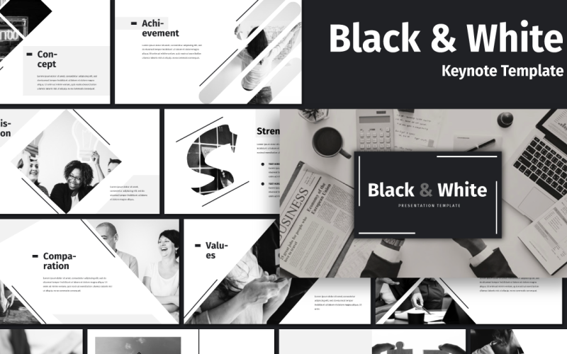 Siyah Beyaz - İş - Keynote şablonu