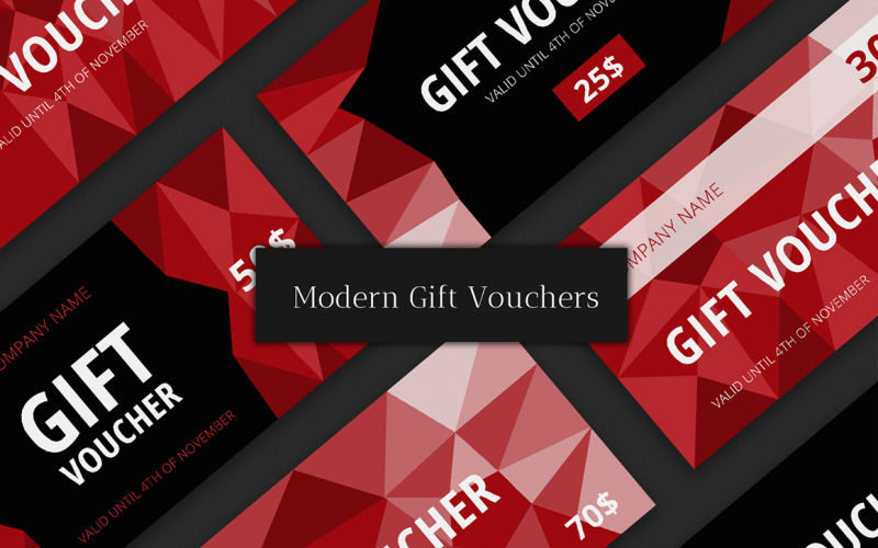 Download Фирменный стиль "Modern & Stylish Gift Voucher - Corporate Identity Template" / Modern & Stylish Gift Voucher - Corporate Identity Template - Фирменный стиль на тему графика voucher,card,advertisement,gift,trendy,psd,template,red,business,commercial,marketing,promotion,layout,store,shop,polygonal,modern,customizable,vector,coupon