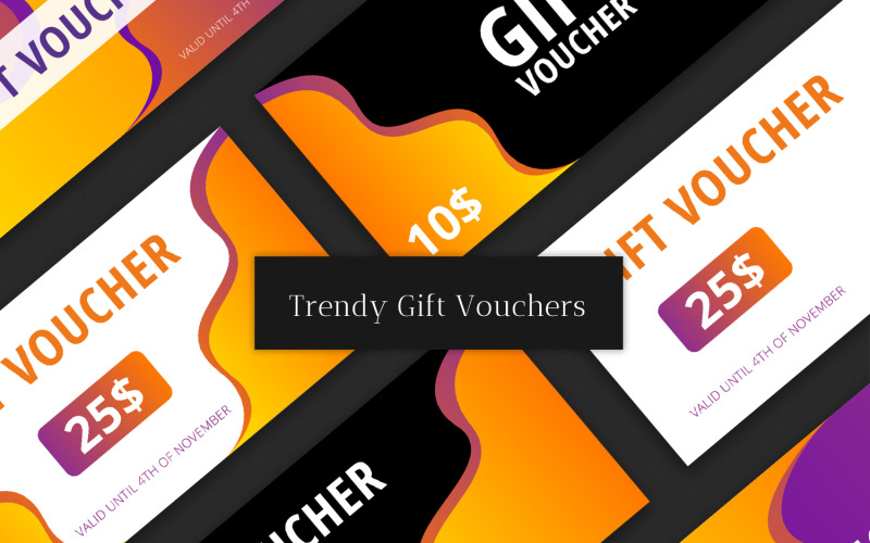 Download Фирменный стиль "Trendy Gift Vouchers Bundle - Corporate Identity Template" / Trendy Gift Vouchers Bundle - Corporate Identity Template - Фирменный стиль на тему графика voucher,card,advertisement,gift,trendy,fun,vivid,multicolored,template,gradient,unique,business,commercial,marketing,promotion,shop,store,vector,ai,bundle