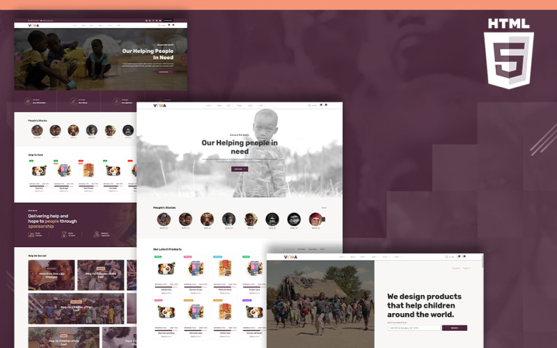 Vima | Modèle de site Web HTML5 pour la boutique de collecte de fonds et le portail de dons de bienfaisance