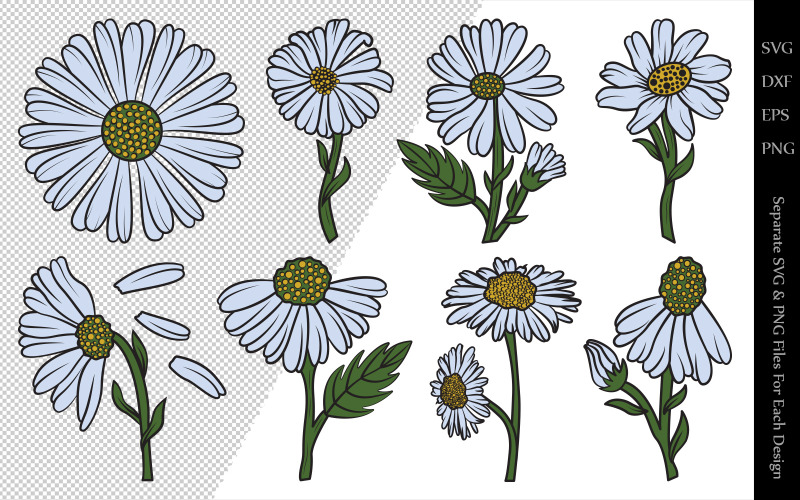 Download Иллюстрация "Daisy Flower Clipart Bundle Drawings - Illustration" / Daisy Flower Clipart Bundle Drawings - Illustration - Иллюстрация на тему графика daisy,flower,floral,leaves,plant,design,svg,dxf,eps,png,clipart,cricut,cut,file,line,drawing,sketch,wreath,botanical,illustration
