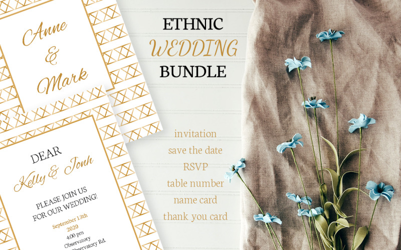 Download Фирменный стиль "Ethnic Wedding Bundle - Corporate Identity Template" / Ethnic Wedding Bundle - Corporate Identity Template - Фирменный стиль на тему графика wedding,collection,bundle,ethnic,rustic,invitation,cards,template,invite,ethnical,psd,ceremony,craft,vector,golden,customizable,printable,design,photoshop,white