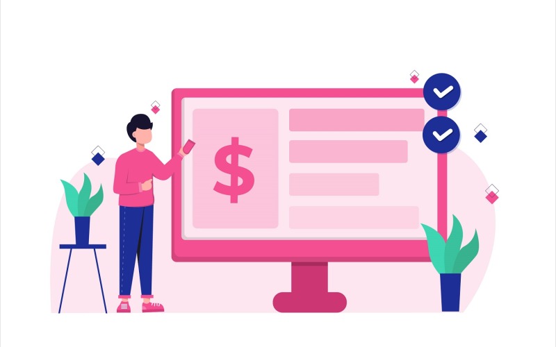 Financiën Presentatie Vlakke Afbeelding - Vector Afbeelding