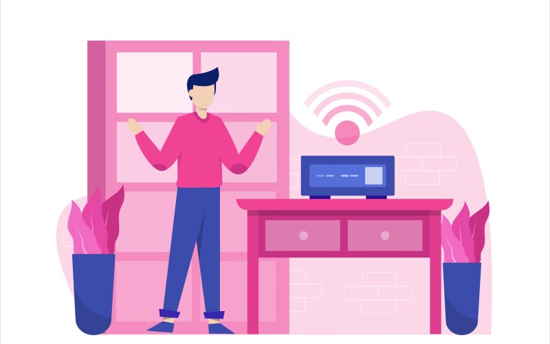 Download Vector "Home Automation Flat Design Illustration - Vector Image" / Home Automation Flat Design Illustration - Vector Image - Vector на тему графика illustration,vector,flat,smart,home,technology,control,app,house,remote,wireless,internet,security,automation,network