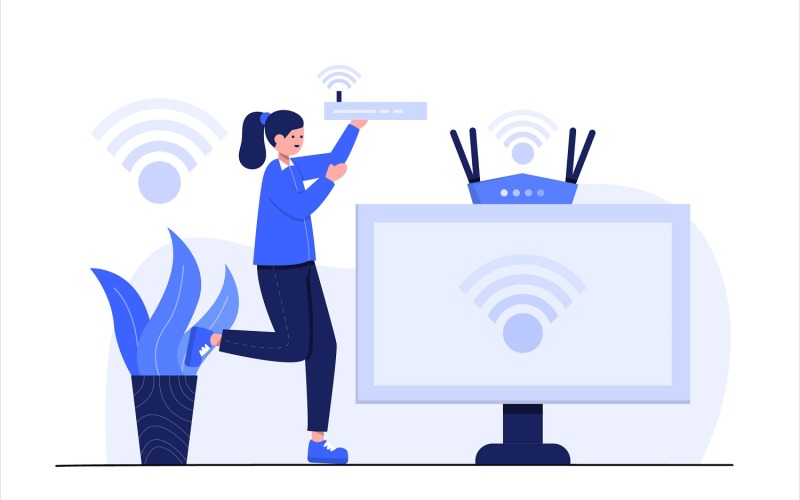 Download Vector "IoT Internet of Things Smart Home Flat Illustration - Vector Image" / IoT Internet of Things Smart Home Flat Illustration - Vector Image - Vector на тему графика illustration,vector,flat,iot,internet,things,network,technology,connection,concept,wireless,smart,mobile,wifi