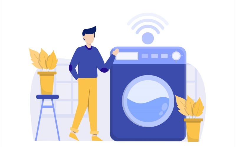 Download Vector "Smart Home Flat Design Illustration - Vector Image" / Smart Home Flat Design Illustration - Vector Image - Vector на тему графика illustration,vector,flat,smart,home,technology,control,app,house,remote,wireless,internet,security,automation,network