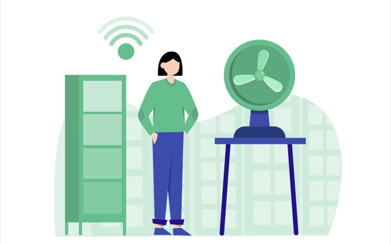 Download Vector "Smart Home Flat Design Illustration - Vector Image" / Smart Home Flat Design Illustration - Vector Image - Vector на тему графика illustration,vector,flat,smart,home,technology,control,app,house,remote,wireless,internet,security,automation,network