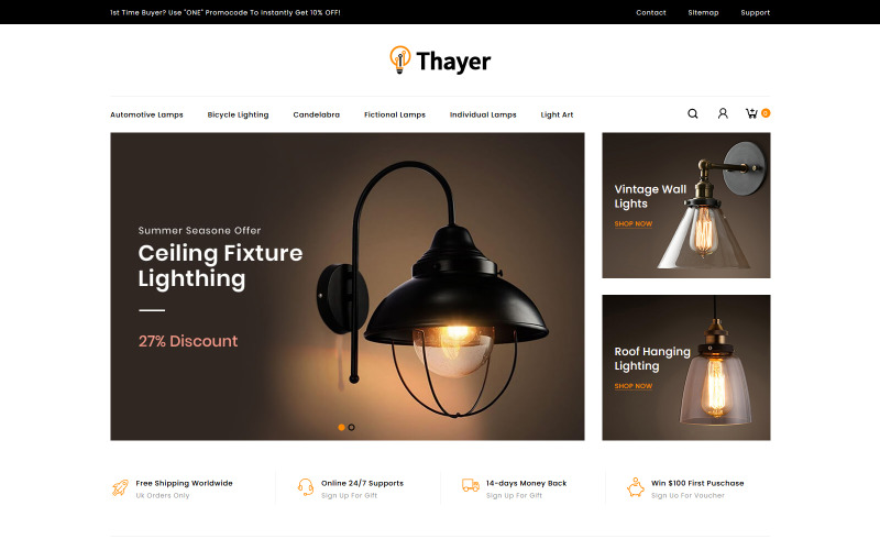 тема магазина освещения и домашнего декора prestashop