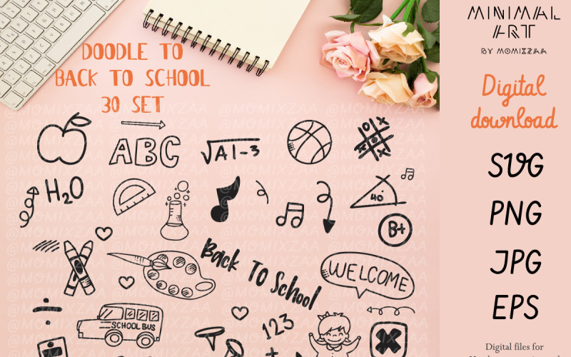 Torna a scuola Doodle Set - immagine vettoriale