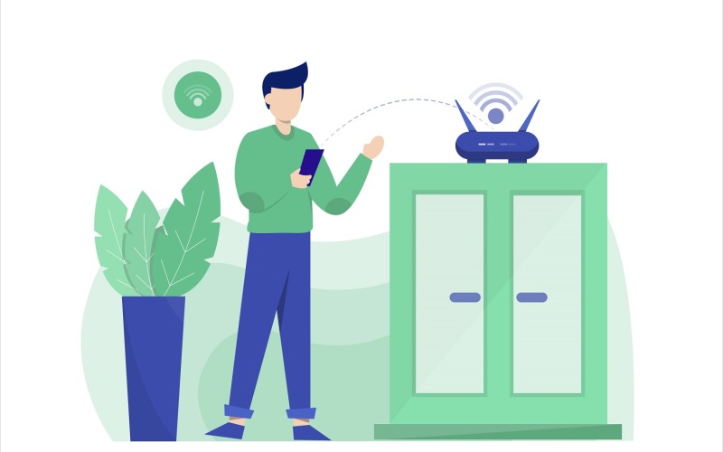Wifi Zone Flat Illustration - Vector Image