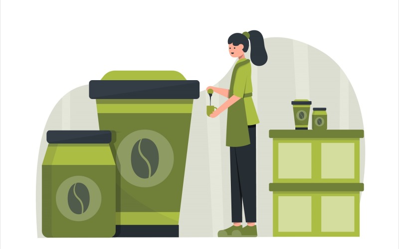 Download Vector "Barista Flat Illustration - Vector Image" / Barista Flat Illustration - Vector Image - Vector на тему графика illustration,vector,flat,coffee,shop,bean,barista,cafe,restaurant,drink,cup,beverage,caffeine,espresso,cappuccino