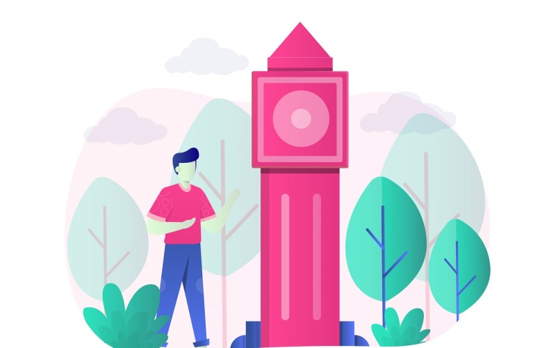 Download Vector "Big Ben Flat Illustration - Vector Image" / Big Ben Flat Illustration - Vector Image - Vector на тему графика illustration,vector,flat,landmark,eiffel,travel,tourism,architecture,tower,city,building,world,monument,famous,lansdcape