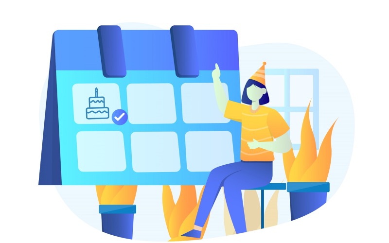 Födelsedagskalender platt illustration - vektorbild