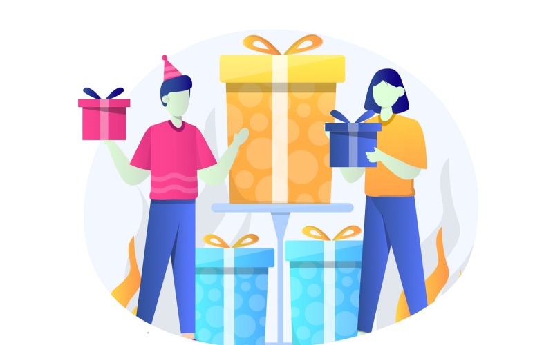 Download Vector "Birthday Gift Flat Illustration - Vector Image" / Birthday Gift Flat Illustration - Vector Image - Vector на тему графика illustration,vector,flat,birthday,celebration,party,invitation,greeting,happy,decoration,celebrate,gift,event,happiness,graphic