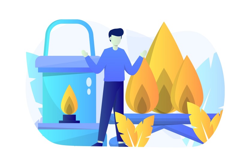 Download Vector "Campfire Flat Illustration - Vector Image" / Campfire Flat Illustration - Vector Image - Vector на тему графика illustration,vector,flat,backpack,backpacker,travel,camping,adventure,nature,forest,campfire,tent,vacation,hiking,outdoor