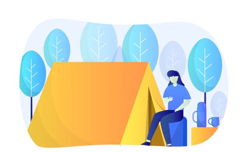 Download Vector "Camping Flat Illustration - Vector Image" / Camping Flat Illustration - Vector Image - Vector на тему графика illustration,vector,flat,backpack,backpacker,travel,camping,adventure,nature,forest,campfire,tent,vacation,hiking,outdoor