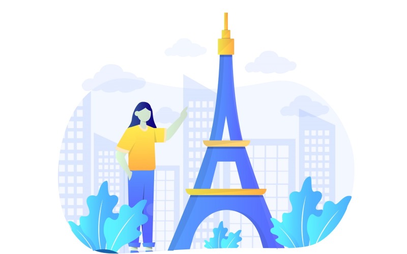 Download Vector "Eiffel Tower Landmark Flat Design - Vector Image" / Eiffel Tower Landmark Flat Design - Vector Image - Vector на тему графика illustration,vector,flat,landmark,eiffel,travel,tourism,architecture,tower,city,building,world,monument,famous,lansdcape