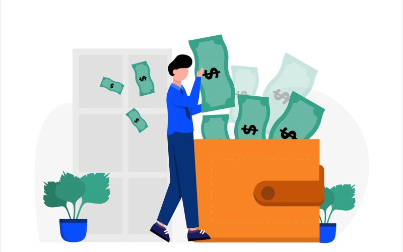 Finansplånbok platt illustration - vektorbild