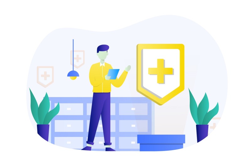 Download Vector "Insurance Flat Design Illustration - Vector Image" / Insurance Flat Design Illustration - Vector Image - Vector на тему графика illustration,vector,flat,insurance,care,health,business,security,protection,life,safety,finance,family,property,medical