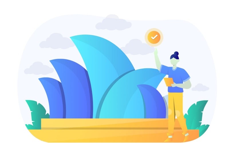Monumenten van Australië plat ontwerp - vector afbeelding