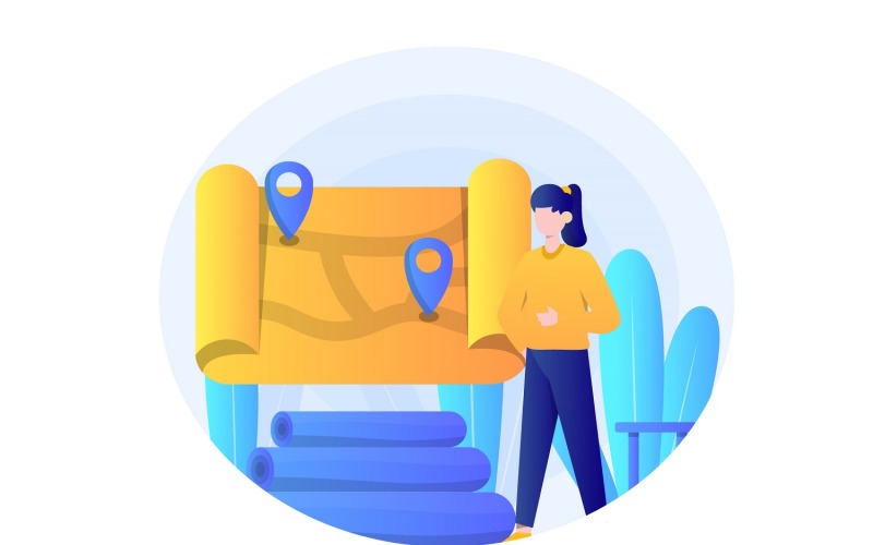 Download Vector "Navigation Concept Flat Design - Vector Image" / Navigation Concept Flat Design - Vector Image - Vector на тему графика illustration,vector,flat,backpack,backpacker,travel,camping,adventure,nature,forest,campfire,tent,vacation,hiking,outdoor