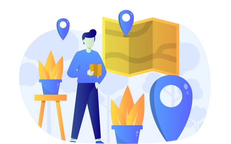 Download Vector "Navigator Flat Illustration - Vector Image" / Navigator Flat Illustration - Vector Image - Vector на тему графика illustration,vector,flat,backpack,backpacker,travel,camping,adventure,nature,forest,campfire,tent,vacation,hiking,outdoor