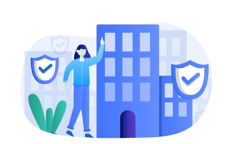 Download Vector "Property Insurance Flat Illustration - Vector Image" / Property Insurance Flat Illustration - Vector Image - Vector на тему графика illustration,vector,flat,insurance,care,health,business,security,protection,life,safety,finance,family,property,medical