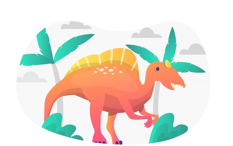 Download Vector "Spinosaurus Flat Illustration - Vector Image" / Spinosaurus Flat Illustration - Vector Image - Vector на тему графика illustration,vector,flat,dinosaur,animal,monster,wild,dinosaurs,jurassic,ancient,prehistoric,reptile,creature,wildlife,history