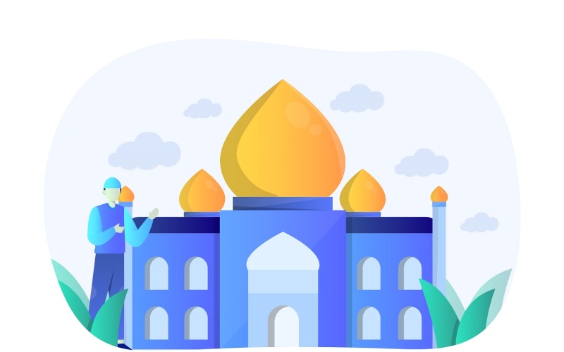 Download Vector "Taj Mahal Flat Design - Vector Image" / Taj Mahal Flat Design - Vector Image - Vector на тему графика illustration,vector,flat,landmark,eiffel,travel,tourism,architecture,tower,city,building,world,monument,famous,lansdcape