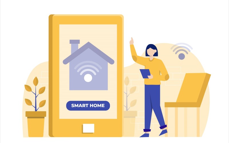 Płaska ilustracja aplikacji Smart Home - grafika wektorowa