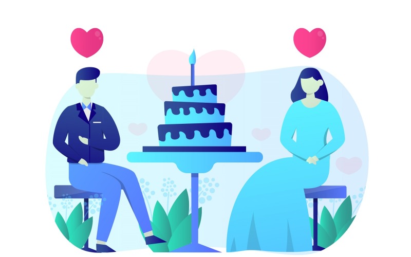 Download Vector "Wedding Celebration Flat Illustration - Vector Image" / Wedding Celebration Flat Illustration - Vector Image - Vector на тему графика illustration,vector,flat,wedding,celebration,love,invitation,party,bride,vintage,couple,ceremony,marriage,day,romantic