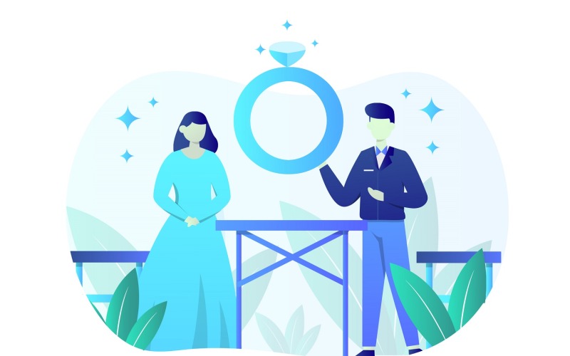 Wedding Flat Illustration - Vector Image