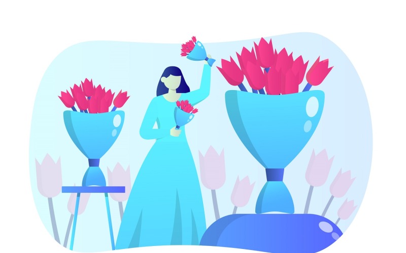 Wedding Flower Flat Illustration - Vector Image