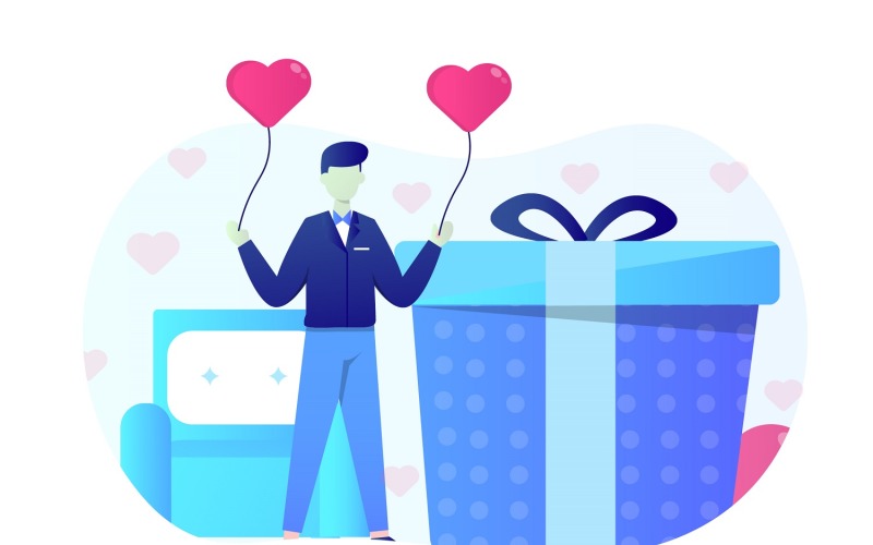 Download Vector "Wedding Gift Flat Illustration - Vector Image" / Wedding Gift Flat Illustration - Vector Image - Vector на тему графика illustration,vector,flat,wedding,celebration,love,invitation,party,bride,vintage,couple,ceremony,marriage,day,romantic