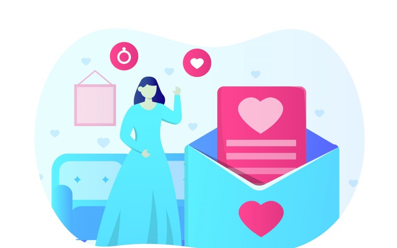 Download Vector "Wedding Invitation Flat Illustration - Vector Image" / Wedding Invitation Flat Illustration - Vector Image - Vector на тему графика illustration,vector,flat,wedding,celebration,love,invitation,party,bride,vintage,couple,ceremony,marriage,day,romantic