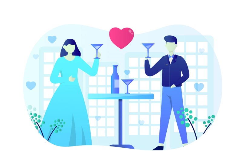 Download Vector "Wedding Party Flat Illustration - Vector Image" / Wedding Party Flat Illustration - Vector Image - Vector на тему графика illustration,vector,flat,wedding,celebration,love,invitation,party,bride,vintage,couple,ceremony,marriage,day,romantic
