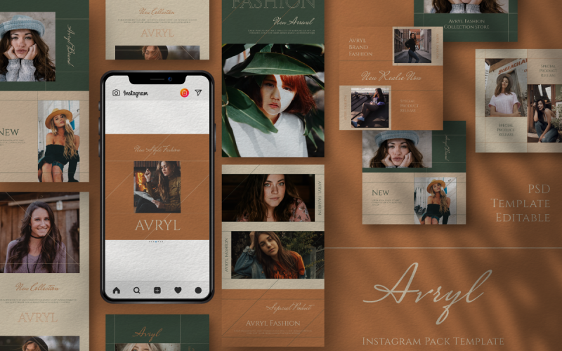 Download Шаблон для соцсетей "Avryl Story & Feed Instagram Template for Social Media" / Avryl Story & Feed Instagram Template for Social Media - Шаблон для соцсетей на тему графика agency,busines,corporate,instagram,insta,story,portfolio,studio,profesional,urban,modern,minimalist,simple,feed,marketing,ecommerce,promotion,psd,creative,company