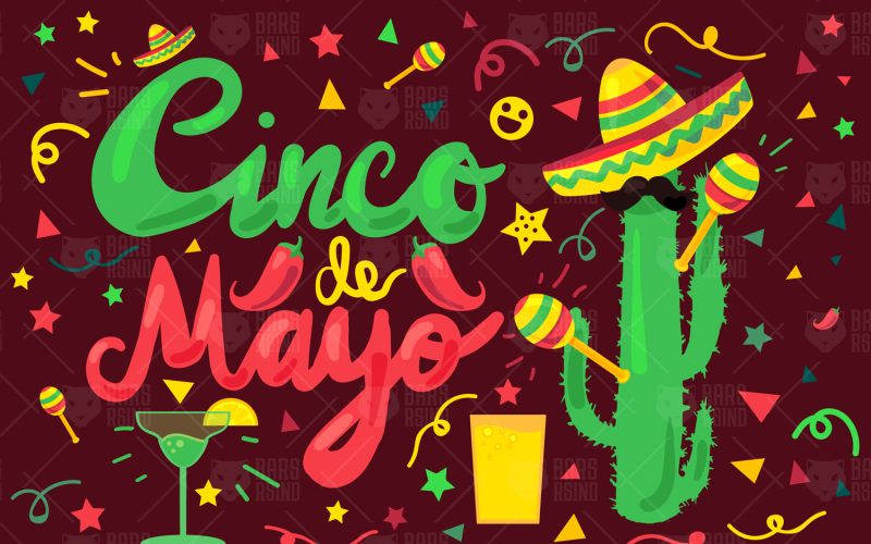 Download Иллюстрация "Cinco De Mayo - Illustration" / Cinco De Mayo - Illustration - Иллюстрация на тему графика lettering,card,type,typography,illustration,label,poster,template,greeting,party,vector,advertising,text,cactus,flyer,holiday,festival,yellow,green,colorful,event,decoration,drink,red,icon,ba