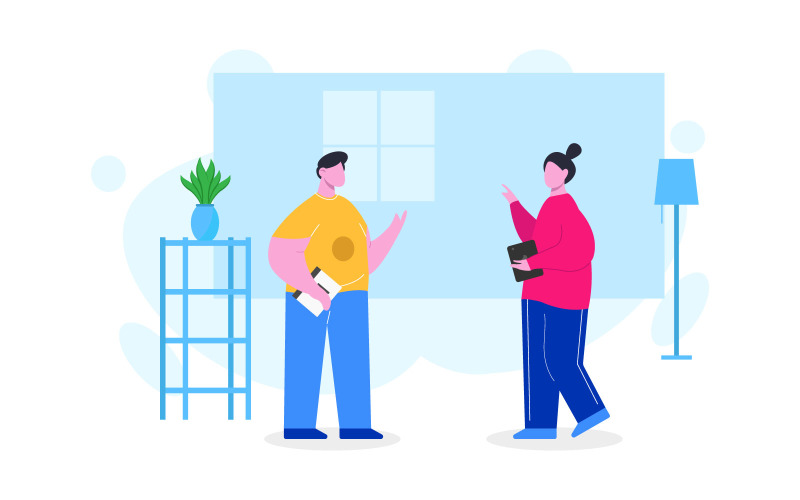 Download Иллюстрация "Discussion - Illustration" / Discussion - Illustration - Иллюстрация на тему графика teamwork,illustration,flat,design,people,web,ui,vectorundefined