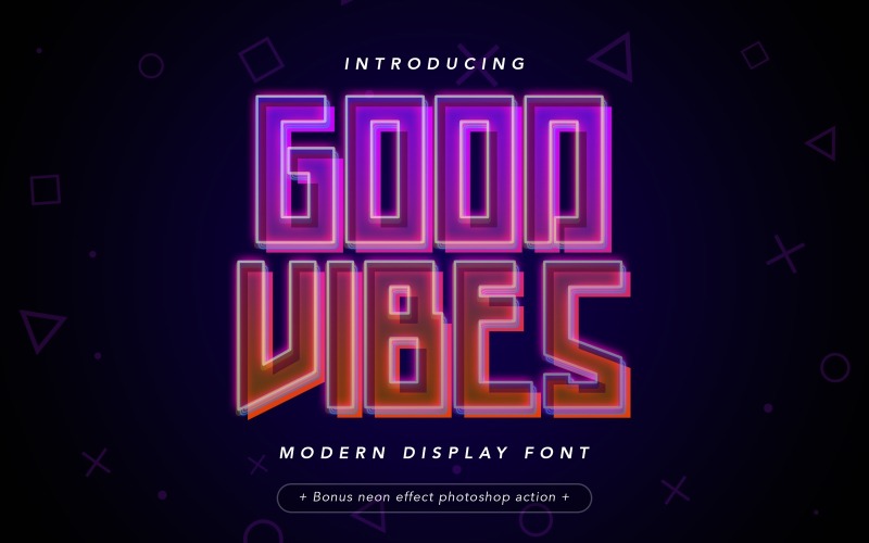 Download Шрифт "Good Vibes - Modern Neon Display Font" / Good Vibes - Modern Neon Display Font - Шрифт на тему графика good,vibes,sports,modern,neon,technology,run,display,font,music,concert,dance,night,dark,gradient
