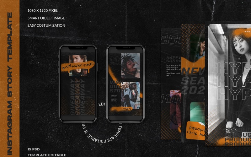 Download Шаблон для соцсетей "Hypebeast Instagram Stories Template for Social Media" / Hypebeast Instagram Stories Template for Social Media - Шаблон для соцсетей на тему графика creative,instagram,stories,instastory,fashion,hypebeast,stylish,lifestyle,sneakers,streetwear,minimal,urban,modern,clean,grunge