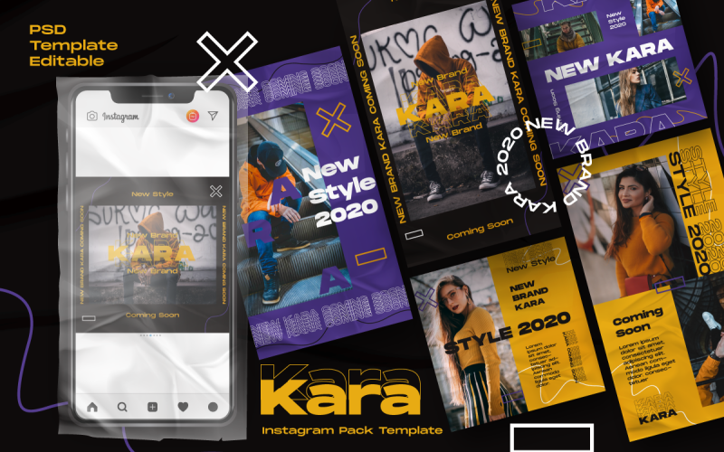 社交媒体的Kara Story和Feed Instagram模板