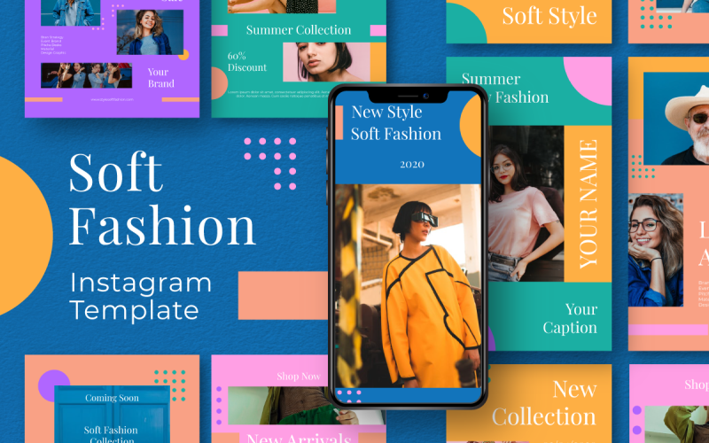 Download Шаблон для соцсетей "Soft Fashion Instagram Template for Social Media" / Soft Fashion Instagram Template for Social Media - Шаблон для соцсетей на тему графика agency,busines,corporate,instagram,insta,story,portfolio,studio,profesional,urban,modern,minimalist,simple,feed,marketing,ecommerce,promotion,psd,creative,company