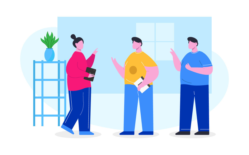 Download Иллюстрация "Teamwork template - Illustration" / Teamwork template - Illustration - Иллюстрация на тему графика illustration,flat,design,people,discussion,teamwork,web,element,ui,vector