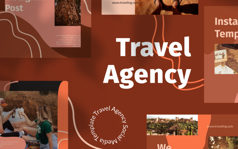 Download Шаблон для соцсетей "Travel Agency Instagram Template for Social Media" / Travel Agency Instagram Template for Social Media - Шаблон для соцсетей на тему графика agency,busines,corporate,instagram,insta,story,portfolio,studio,profesional,urban,modern,minimalist,simple,feed,marketing,ecommerce,promotion,psd,creative,company