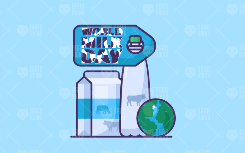 Download Иллюстрация "World Milk Day - Illustration" / World Milk Day - Illustration - Иллюстрация на тему графика clean,illustration,design,sweet,food,nature,vector,natural,organic,fresh,abstract,style,flat,liquid,health,business,blue,earth,planet,healthy,drink,background,white,product,graphic,cream,nutr